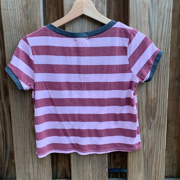 Wet Seal Pink and Red Striped Crop Top - Picture 4 of 6